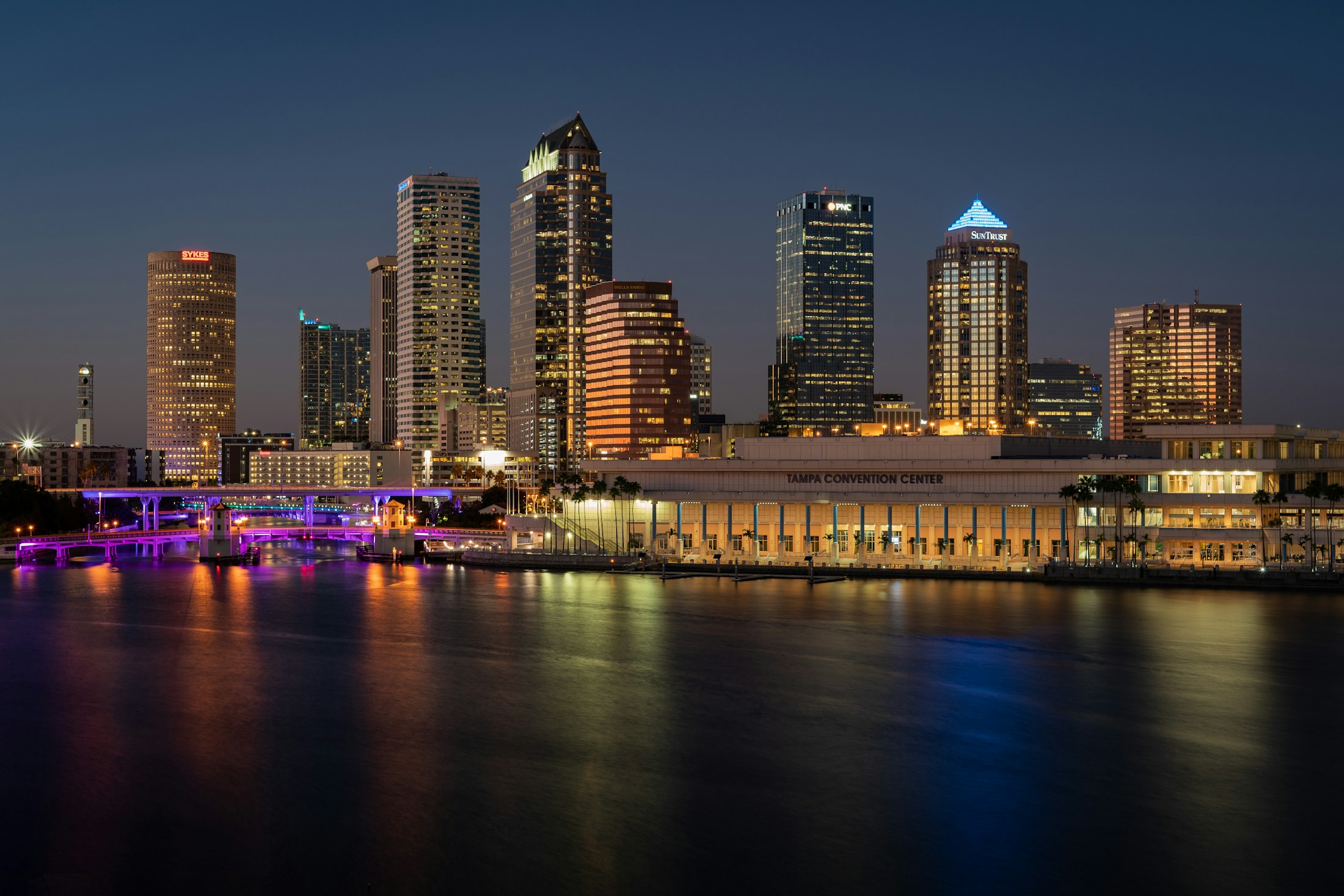 Landscape lighting design for a Tampa FL home at night